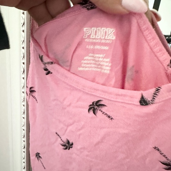 Victorias Secret Pink Palm Tree Pajama Set - Picture 2 of 2